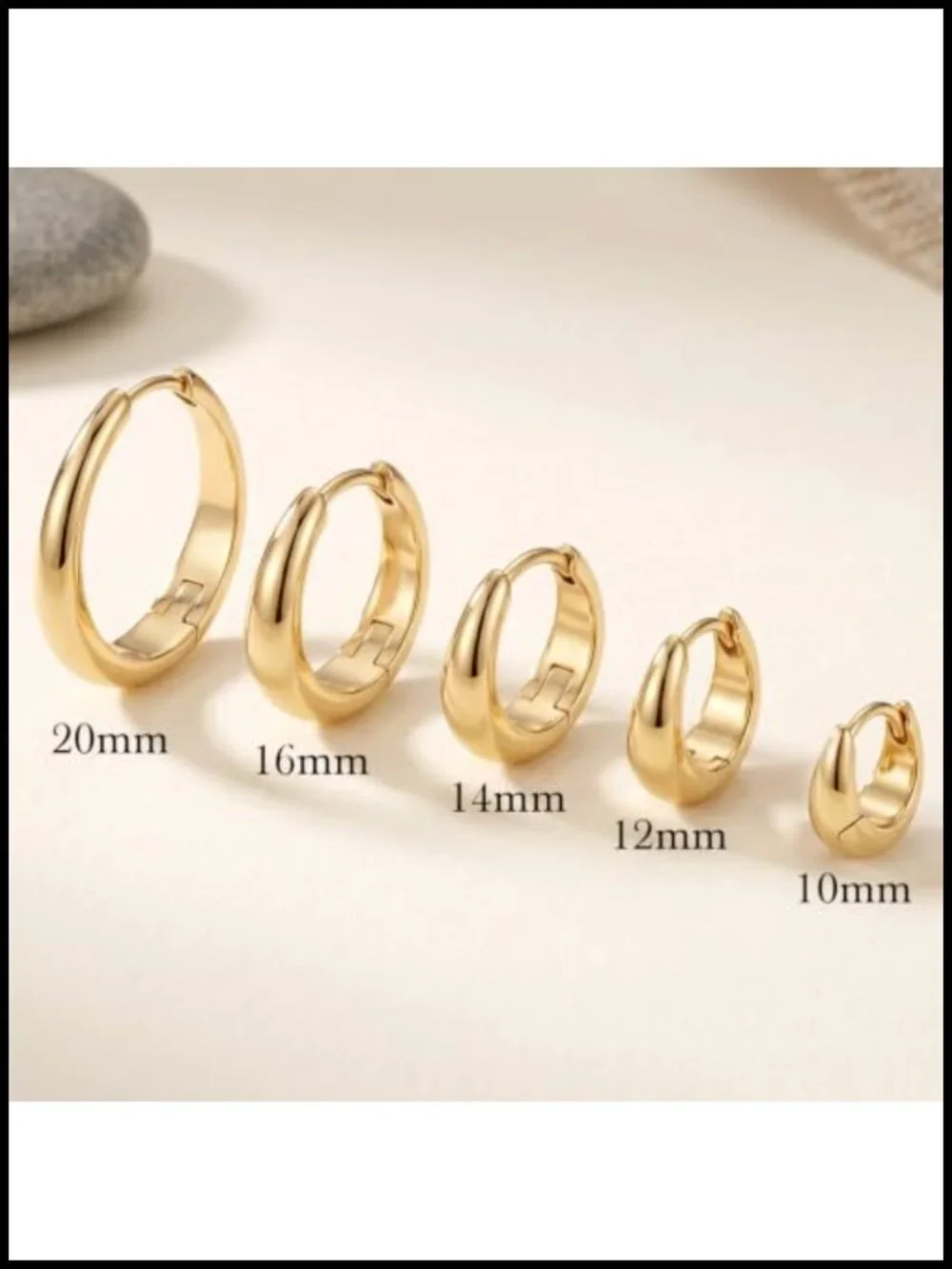 14K Gold Plated Hoop Earrings for Women - Thick Chunky Huggie Hoops - 5 Sizes